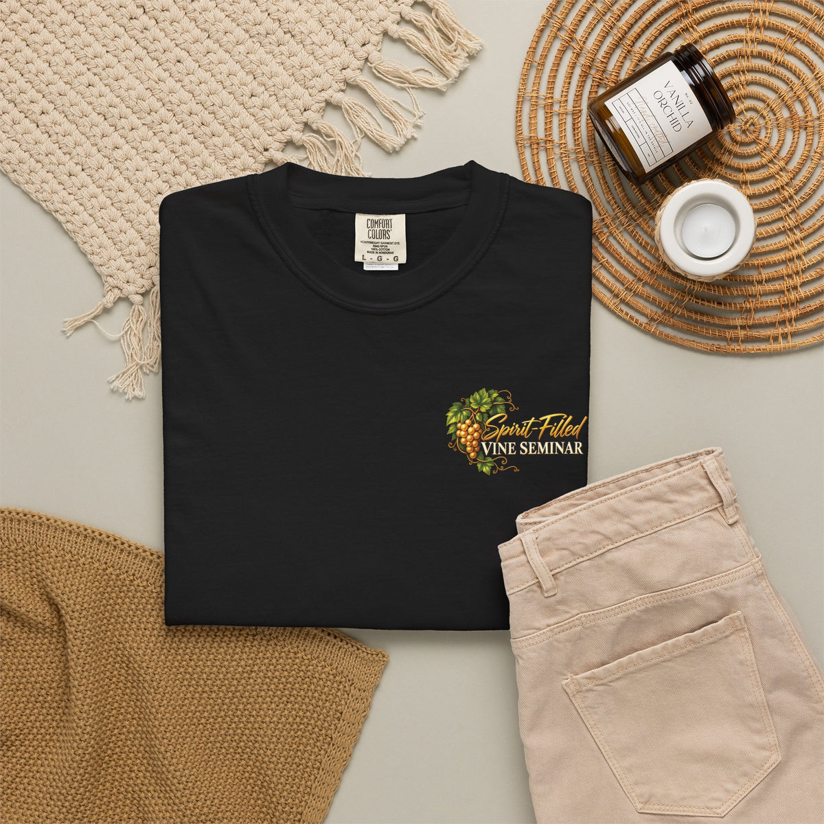 Spirit-Filled Vine Seminar Comfort Colors Tee, John 15 Abiding, Bear Fruit & Be Sent