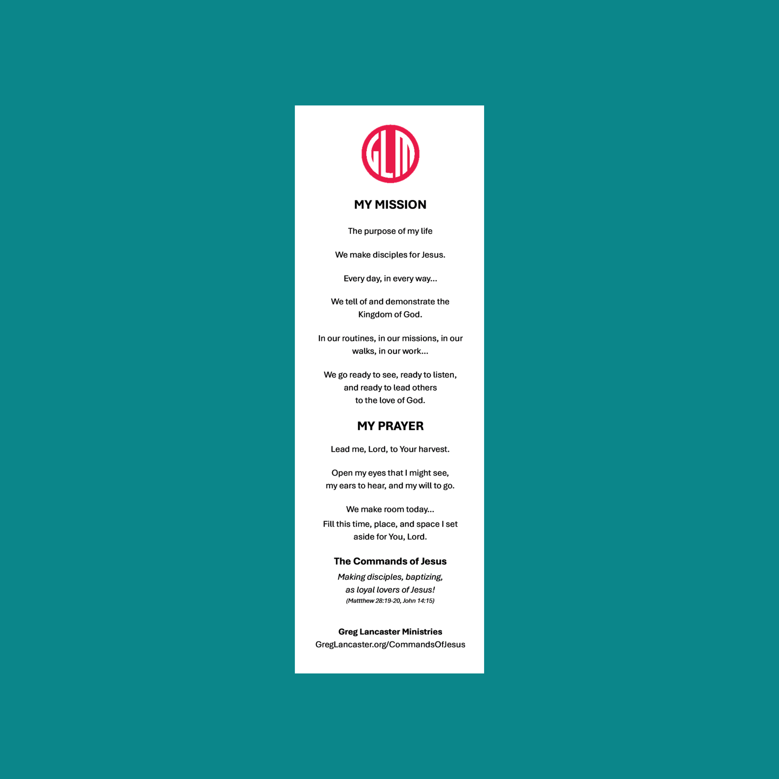 My Mission Bookmark